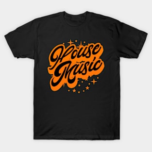 HOUSE MUSIC  - Signature And Stars (black/orange) T-Shirt